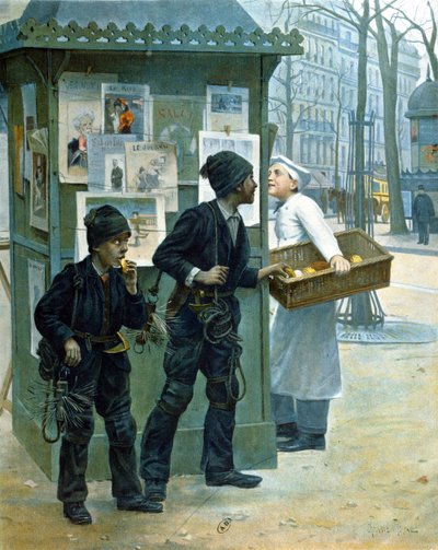 Spazzacamini che rubano il pane, 1897 da Paul Charles Chocarne Moreau